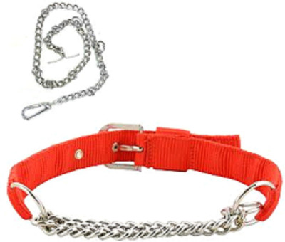 Hanu 152 cm Dog Chain Leash(Silver, Red)