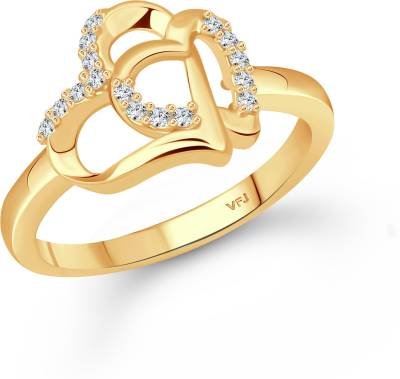 VIGHNAHARTA Loveble Heart (CZ) Gold Plated Ring for Women and Girls Alloy Cubic Zirconia Gold Plated Ring