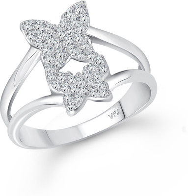 VIGHNAHARTA Alloy Cubic Zirconia, Diamond Rhodium Plated Ring