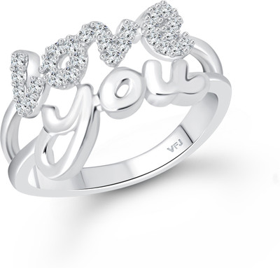 VIGHNAHARTA Alloy Cubic Zirconia, Diamond Rhodium Plated Ring