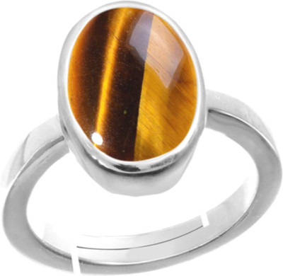 RSPSHAKTI Tiger Eye Gemstone Weight 5.25 Ratti 5dhatu Silver Coated Adjustable Ring Unisex Stone Quartz Silver Plated Ring
