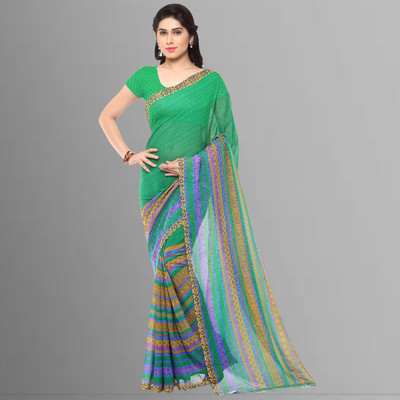 kashvi sarees Printed Daily Wear Georgette Saree(Green)