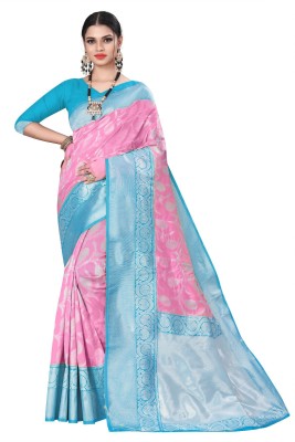 Jesti Designer Woven Bollywood Jacquard Saree(Pink)