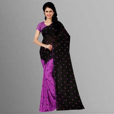 ANAND Printed Bollywood Georgette Saree(Purple, Black)