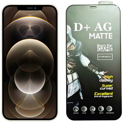 ELEF Edge To Edge Tempered Glass for Apple iPhone 12 Pro Max AG Gaming Matte Black Border Full Screen Covrage 9H Hardness(Pack of 1)