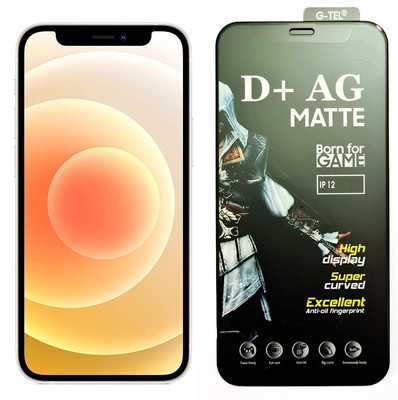 ELEF Edge To Edge Tempered Glass for Apple iPhone 12 AG Gaming Matte Black Border Full Screen Covrage 9H Hardness(Pack of 1)
