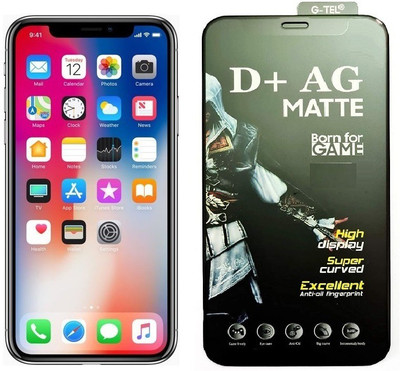 ELEF Edge To Edge Tempered Glass for Apple iPhone X AG Gaming Matte Black Border Full Screen Covrage 9H Hardness(Pack of 1)