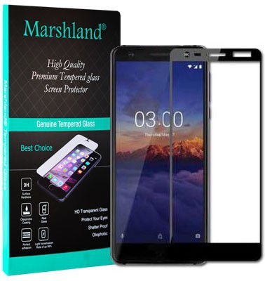 MARSHLAND Tempered Glass Guard for Nokia 7 Plus Black 9H Hardness 5D Full Glue(Pack of 1)