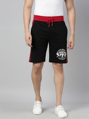 3Pin Color Block Men Black, Red Regular Shorts