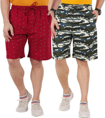 AD & AV Self Design Men Multicolor Regular Shorts