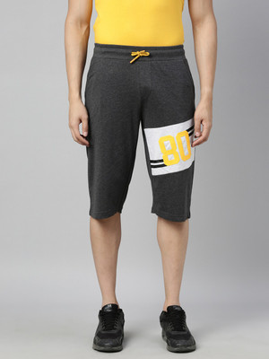 3Pin Printed Men Dark Grey Regular Shorts