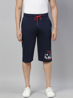 3Pin Printed Men Dark Blue Regular Shorts