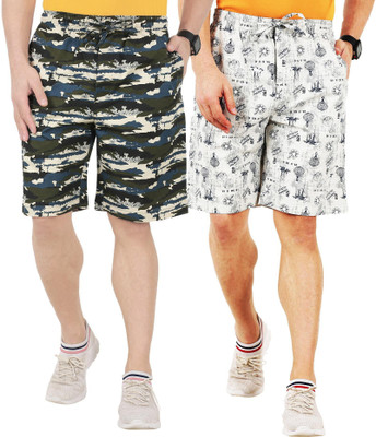 AD & AV Self Design Men Multicolor Regular Shorts