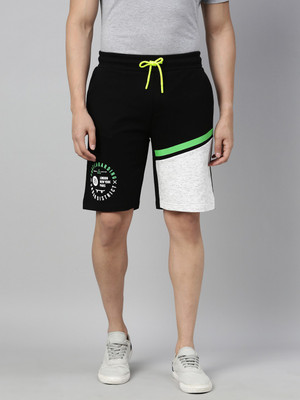 3Pin Color Block Men Black, White Regular Shorts