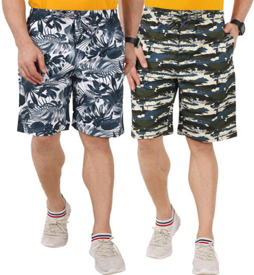 AD & AV Self Design Men Multicolor Regular Shorts