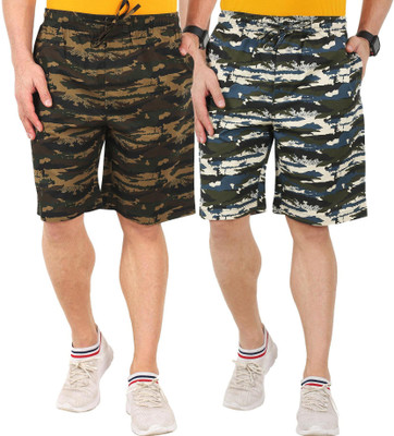 AD & AV Self Design Men Multicolor Regular Shorts