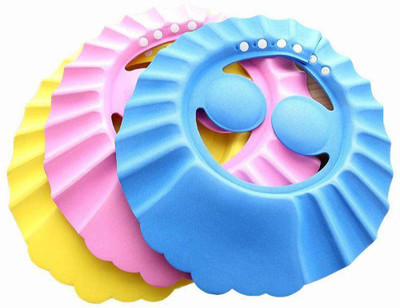 SEASPIRIT New Adjustable Baby Kids Shampoo Bath Bathing Safe Soft Shower Button Closure Cap Hat Hair Shield (pack of 3)