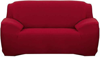HOUSE OF QUIRK Polyester Plain 2 Seater Sofa Cover(Wine Pack of 1)