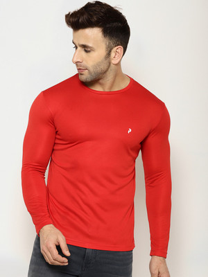 Perfkt-U Solid Men Round Neck Red T-Shirt
