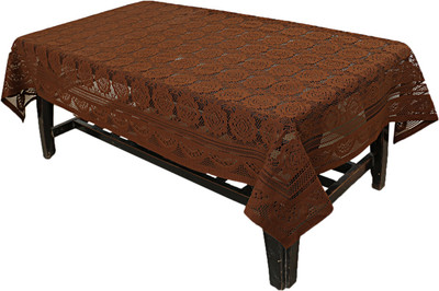 KUBER INDUSTRIES Self Design 4 Seater Table Cover(Brown, Cotton)