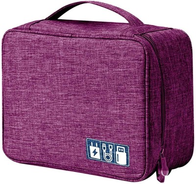 HOUSE OF QUIRK Electronics Accessories Organizer Bag, Universal Carry Travel Gadget Bag for Cables, Plug and More, Perfect Size Fits for Pad Phone Charger Hard Disk - Purple(Purple)