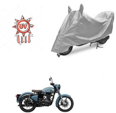 Atulit enterprises Two Wheeler Cover for Royal Enfield(Classic 350, Silver)