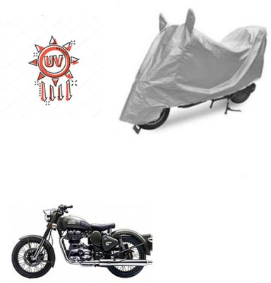 Feel heaven Two Wheeler Cover for Royal Enfield(Battle Green, Silver)