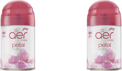 Godrej ROSE Car Freshener Refill aer matic, Automatic Air Freshener Refill Pack - Petal Crush Pink (225 ml)(2 x 250 ml)