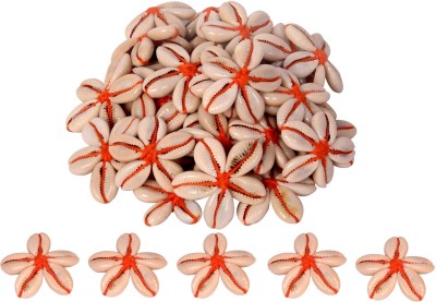Vardhman Sea Shells Kowrie Hand Made Flowers ,15 pcs , size 4.5 cm x 4.5 cm, Orange Color, used in dresses,suits, home decor, art & craft, Gift Wrapping
