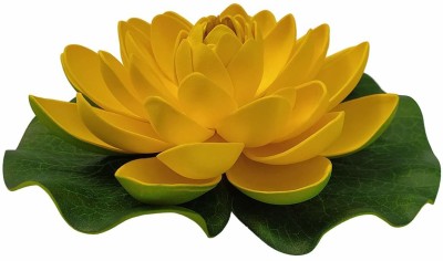 Kanha Artificial Floating Lotus Flower Shape Water Surface for Home Office Decor Lotus Flower Natural Looking for Pool and Home Decoration Yellow Lotus Artificial Flower(7 inch, Pack of 1, Single Flower)