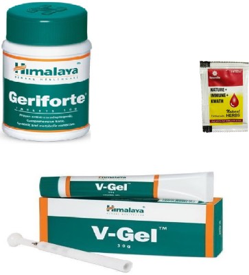 HIMALAYA A Combo of Geriforte Tablet works as an adjuvant during prolonged illness and postoperative convalescence.& V-Gel help in Vaginal trichomoniasis parasitic vaginal infection), Nonspecific bacterial vaginitis, Prevention of post-operative vaginal infections, Cervicitis, Leukorrhea (thick and 