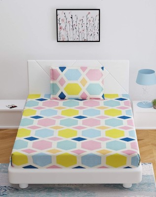 Laying Style 160 TC Cotton Single Printed Fitted (Elastic) Bedsheet(Pack of 1, Multicolor)