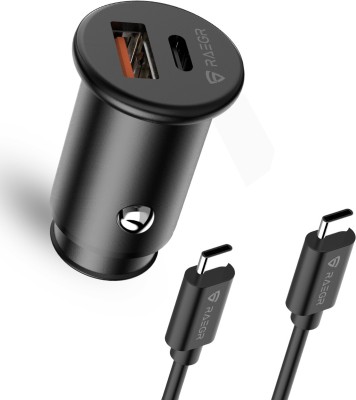 RAEGR 20 W Turbo Car Charger(Black, With USB Cable)