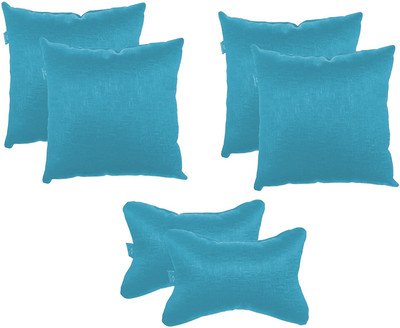 PUM PUM Blue Velvet Car Pillow Cushion for Universal For Car(Rectangular, Pack of 6)