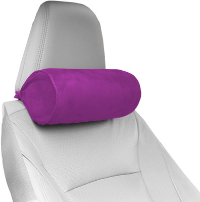 PUMPUM Purple Microfibre Car Pillow Cushion for Universal For Car(Oval, Pack of 1)