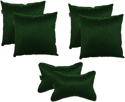 PUM PUM Green Velvet Car Pillow Cushion for Universal For Car(Rectangular, Pack of 6)