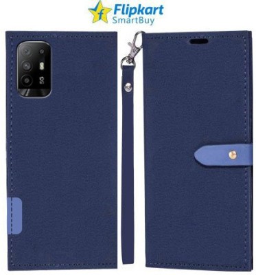 Flipkart SmartBuy Flip Cover for OPPO F19 Pro+ 5G(Blue, Cases with Holder, Pack of: 1)