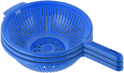 KUBER INDUSTRIES Plastic Strainer Colander with Long Handle Use for Pasta, Noodles, Spaghetti, Vegetables and More (Blue)Pack of 3)-25_F_KUBMART15125 Colander(Blue Pack of 3)