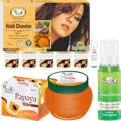 Sibley Beauty Haldi Chandan Facial Kit Combo with Haldi Chandan Instant Glow Facial Kit(8 Items in the set)