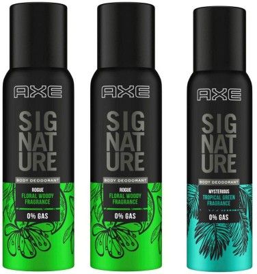 AXE rogue floral woody fragrance + mysterious tropical green fragrance 3X122ml Body Spray  -  For Men & Women(366 ml, Pack of 3)