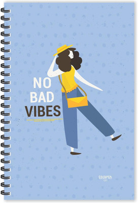 ESCAPER No Bad Vibes (Ruled - A5 Size - 8.5 x 5.5 inches) Designer Motivational Diary, Quotes on Diary, Positive Quotes Notepad A5 Diary Ruled 160 Pages(Multicolor)