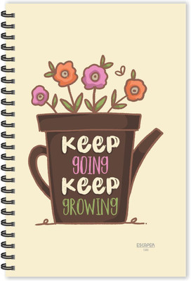 ESCAPER Keep Going Keep Growing (Ruled - A5 Size - 8.5 x 5.5 inches) Designer Motivational Diary, Quotes on Notepad A5 Diary Ruled 160 Pages(Multicolor)