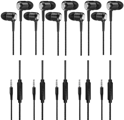 Meyaar SPN Deep Bass Earphones With Extra Bass & Mic Earbuds Wired Gaming Headset(Black, 5 Pack, In the Ear)