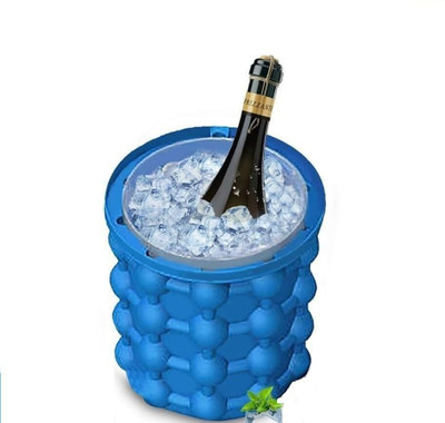SEAHAVEN 1 L Silicone Ice Cube Genie Maker for Chilling Silicone Ice Cube Maker Bucket with Lid Crushed Ice Maker Bucket Ice Bucket