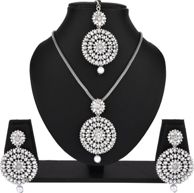 N A F J Alloy Silver White Jewellery Set(Pack of 1)