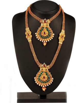 Rhymee Alloy Gold-plated Green, Maroon Jewellery Set(Pack of 1)