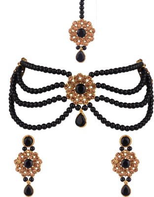 Padmavati Alloy Gold-plated Black Jewellery Set(Pack of 1)