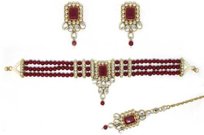 CATALYST Alloy Gold-plated Maroon, White Jewellery Set(Pack of 1)