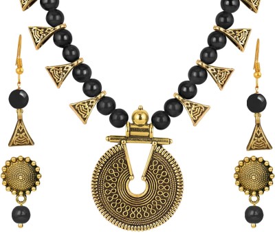 JFL Jewellery for Less Alloy Gold-plated Black Jewellery Set(Pack of 1)