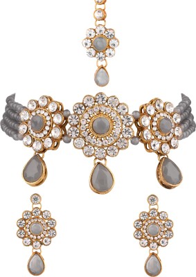 N A F J Alloy Gold-plated Grey Jewellery Set(Pack of 1)